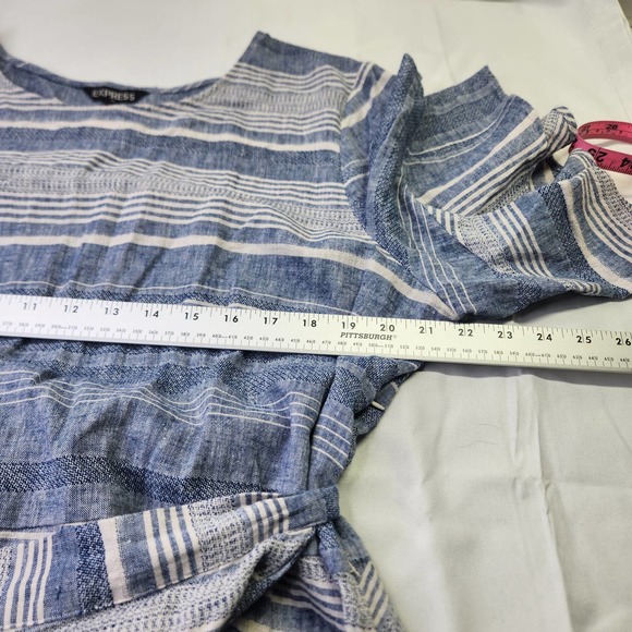 Express Blue and White Striped Midi Dress - Picture 5 of 9